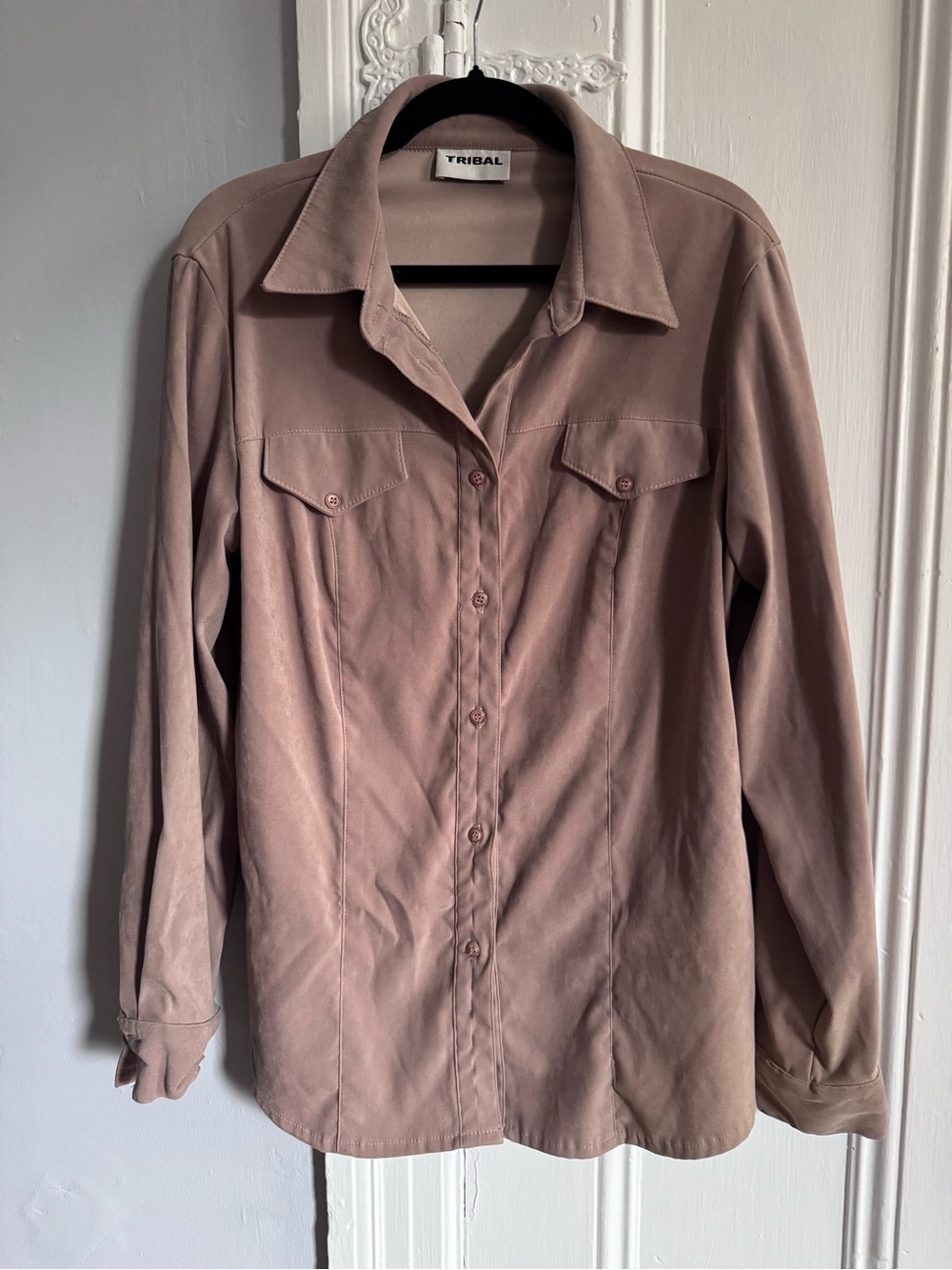 Tribal Sportswear Vintage Faux Suede button down shirt